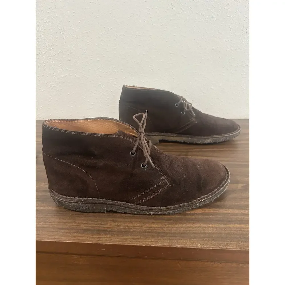 Ralph Lauren Suede Chukka Boots Mens 9D Italy Made Brown Lace Ankle Purple Label